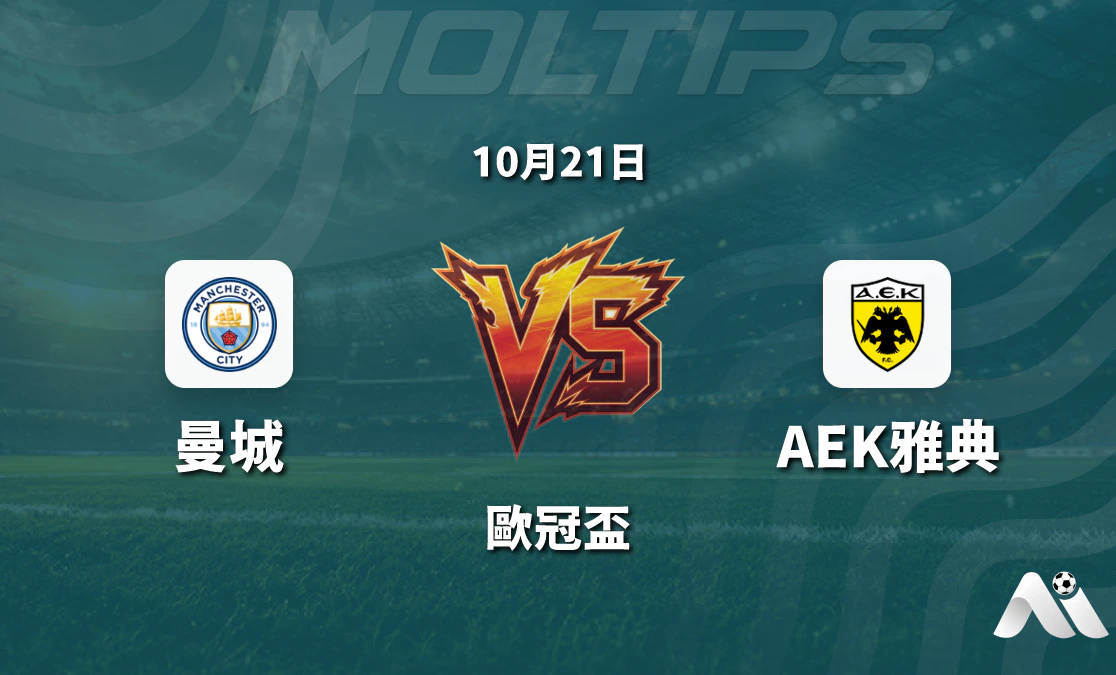 歐冠盃曼徹斯特城對陣AEK雅典賽前分析：深盤之下主隊淨勝空間幾何封面圖