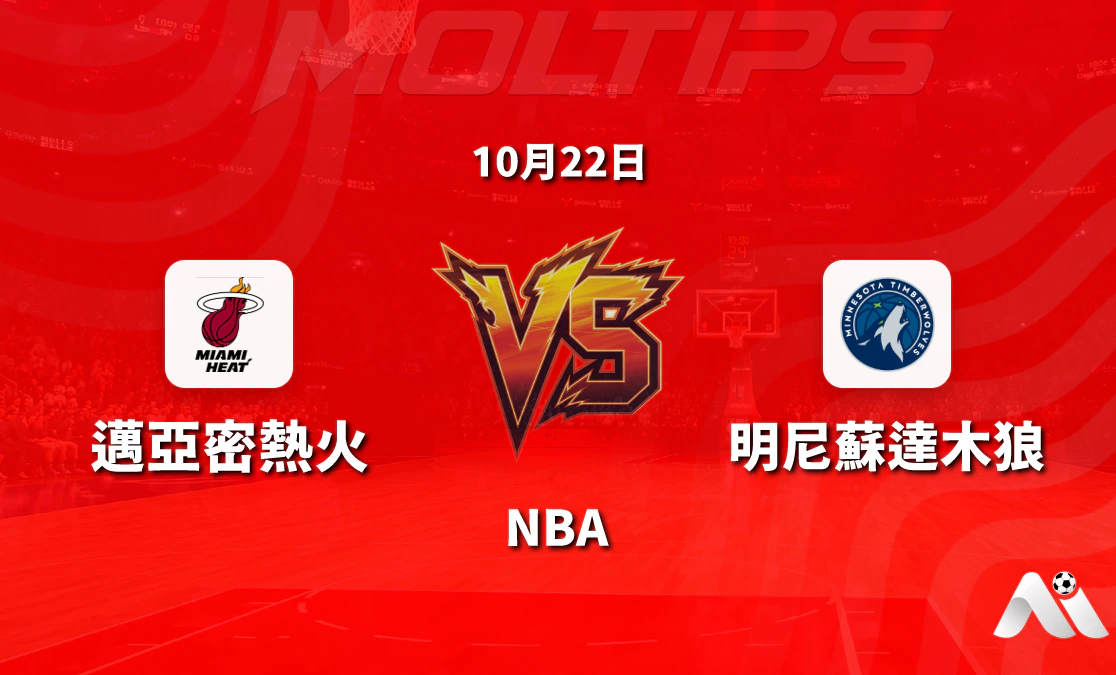 邁阿密熱火主場迎戰明尼蘇達木狼:NBA常規賽讓分與大小分走勢解讀封面圖